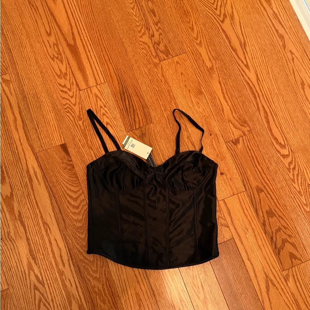 Black Satin Corset Top